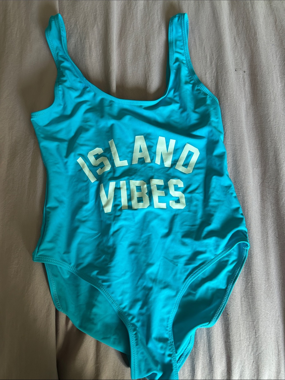Kids Turquoise 'Island Vibes' One-Piece Swimsuit